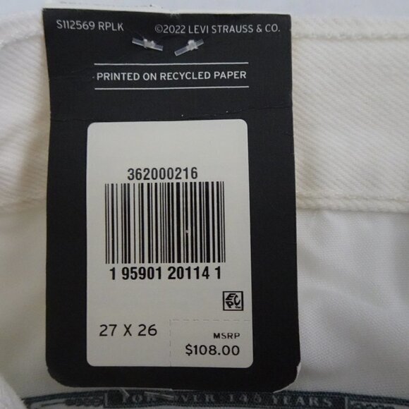 Levi's 501 Cropped Jeans Women's 27x26 White Denim Distressed Button Fly - Picture 11 of 13